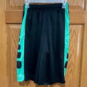 NIKE Dri-Fit Elite Boy's XL Black Green 11" Athletic Basketball Shorts EUC
